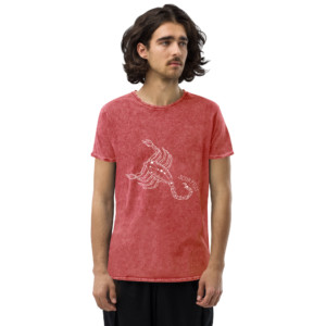 unisex denim t shirt garnet red front 6409f3059809c