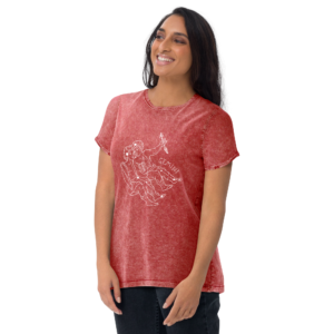 unisex denim t shirt garnet red left front 6409ef61359ac
