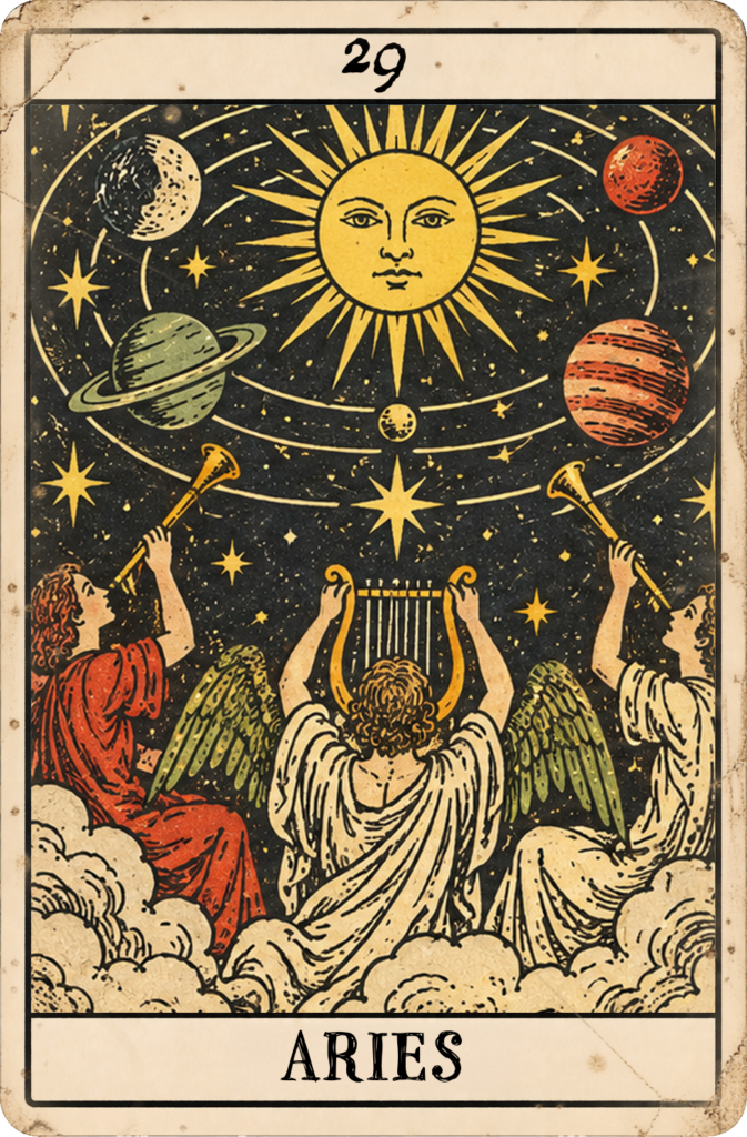 Chiron Sabian card: 29° Aries